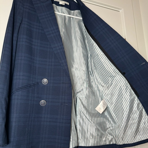ORIA Dickey Jacket Blazer VERONICA BEARD Blue/Navy Double-Breasted Button Size 4 - Picture 14 of 16